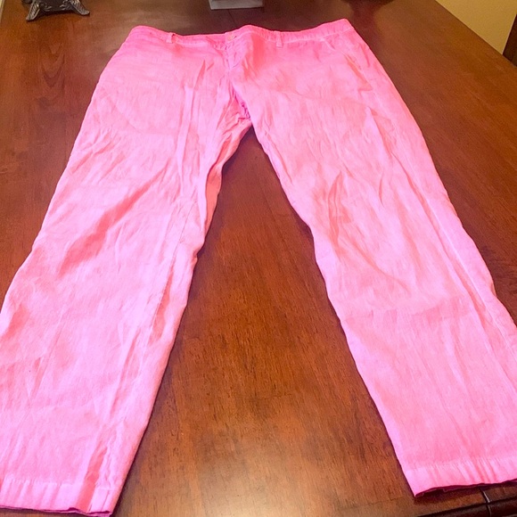 Authentic 120% Lino pink color capri pants , bought in Milan, sissy 46. Must! - Picture 1 of 17